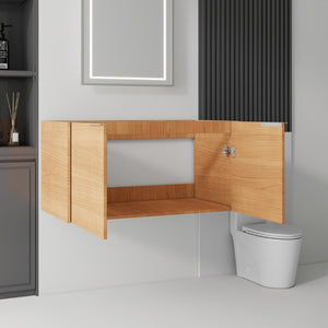 English Elm 36 Inch Floating Plywood Bathroom Vanity Cabinet with Soft Close Doors and Storage Oak - A B2775P510767