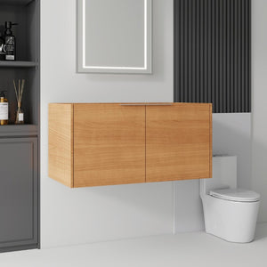 English Elm 36 Inch Floating Plywood Bathroom Vanity Cabinet with Soft Close Doors and Storage Oak - A B2775P510767
