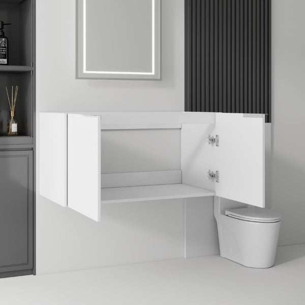 English Elm 36 Inch Floating Plywood Bathroom Vanity Cabinet with Soft Close Doors and Storage White B2775P510768