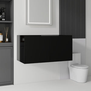 English Elm 36 Inch Floating Plywood Bathroom Vanity Cabinet with Soft Close Doors and Storage Black B2775P510769
