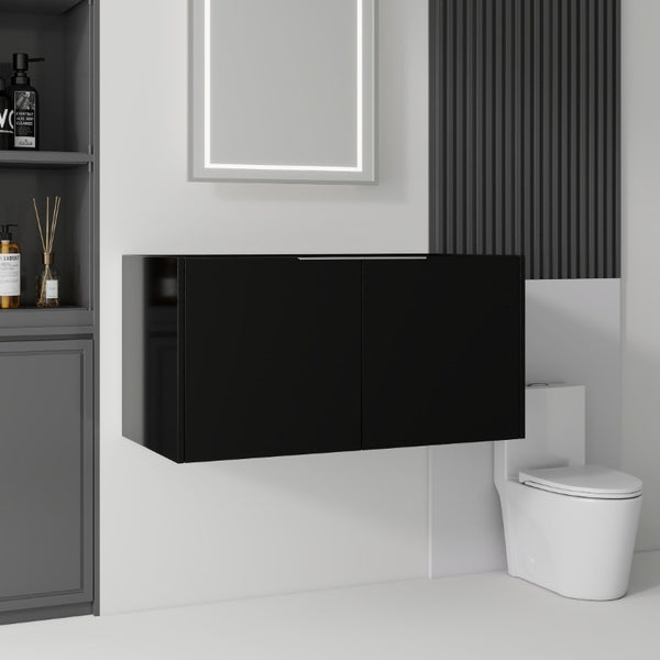 English Elm 36 Inch Floating Plywood Bathroom Vanity Cabinet with Soft Close Doors and Storage Black B2775P510769