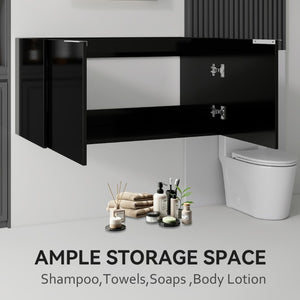 English Elm 36 Inch Floating Plywood Bathroom Vanity Cabinet with Soft Close Doors and Storage Black B2775P510769