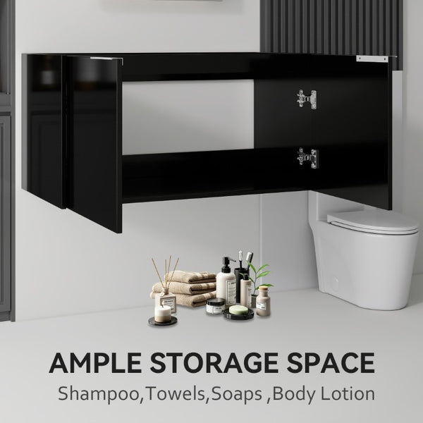 English Elm 36 Inch Floating Plywood Bathroom Vanity Cabinet with Soft Close Doors and Storage Black B2775P510769