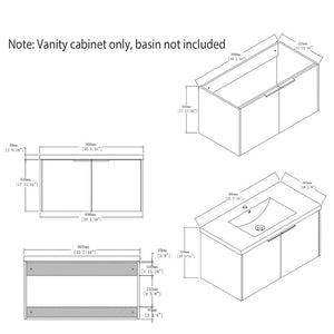 English Elm 36 Inch Floating Plywood Bathroom Vanity Cabinet with Soft Close Doors and Storage Black B2775P510769