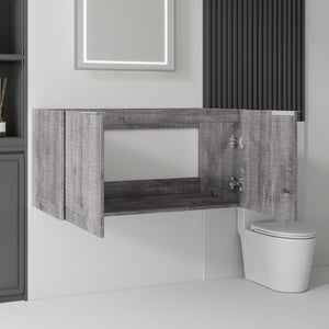 English Elm 36 Inch Floating Plywood Bathroom Vanity Cabinet with Soft Close Doors and Storage Grey - B B2775P510770