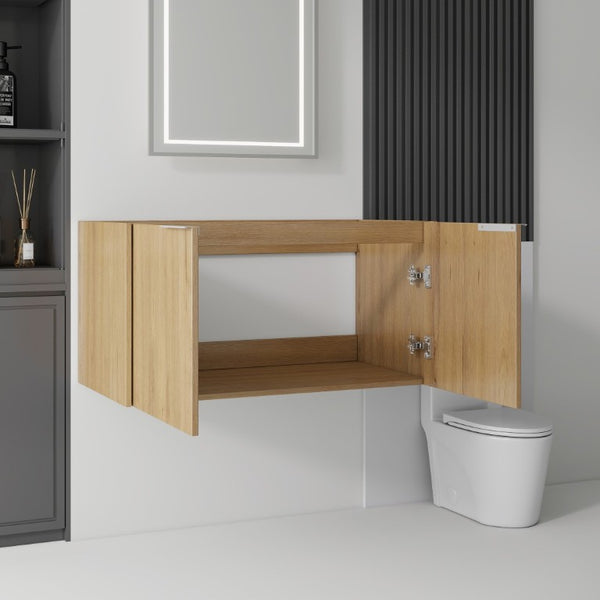 English Elm 36 Inch Floating Plywood Bathroom Vanity Cabinet with Soft Close Doors and Storage Oak - B B2775P510771