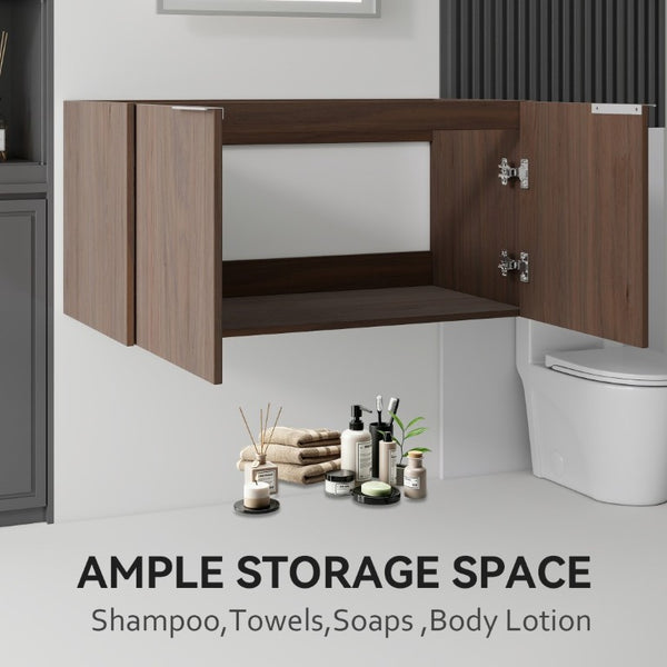 English Elm 36 Inch Floating Plywood Bathroom Vanity Cabinet with Soft Close Doors and Storage Brown B2775P510772