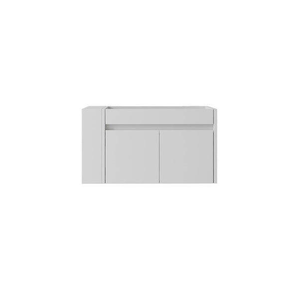 English Elm 30 Inch Wall Mounted Floating Bathroom Vanity Plywood Cabinet with Soft Close Drawers White B2775P510773