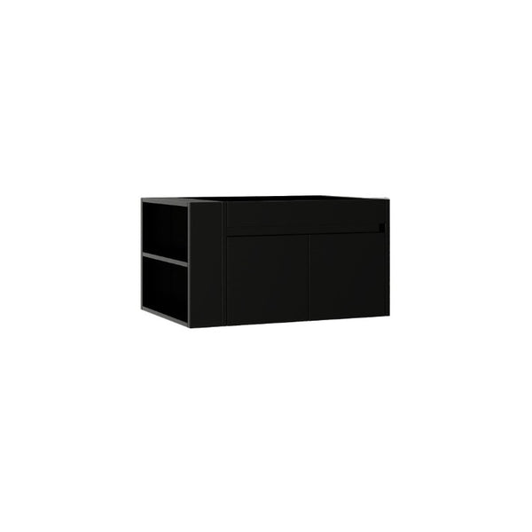 English Elm 30 Inch Wall Mounted Floating Bathroom Vanity Plywood Cabinet with Soft Close Drawers Black B2775P510774