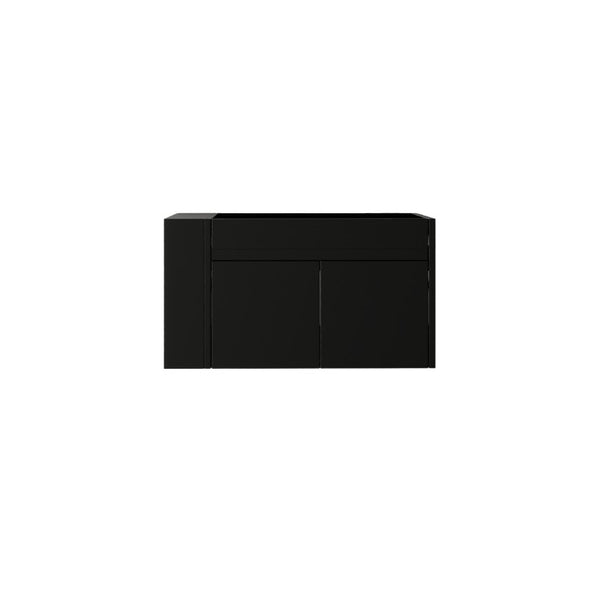 English Elm 30 Inch Wall Mounted Floating Bathroom Vanity Plywood Cabinet with Soft Close Drawers Black B2775P510774