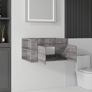 English Elm 30 Inch Wall Mounted Floating Bathroom Vanity Plywood Cabinet with Soft Close Drawers Grey B2775P510775