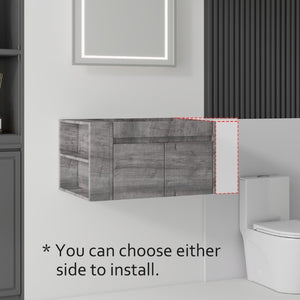 English Elm 30 Inch Wall Mounted Floating Bathroom Vanity Plywood Cabinet with Soft Close Drawers Grey B2775P510775