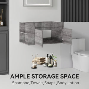 English Elm 30 Inch Wall Mounted Floating Bathroom Vanity Plywood Cabinet with Soft Close Drawers Grey B2775P510775