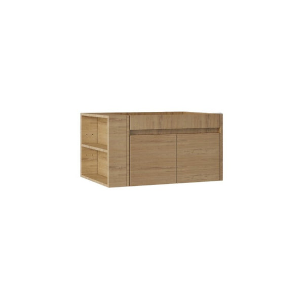 English Elm 30 Inch Wall Mounted Floating Bathroom Vanity Plywood Cabinet with Soft Close Drawers Oak B2775P510776