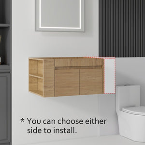 English Elm 30 Inch Wall Mounted Floating Bathroom Vanity Plywood Cabinet with Soft Close Drawers Oak B2775P510776