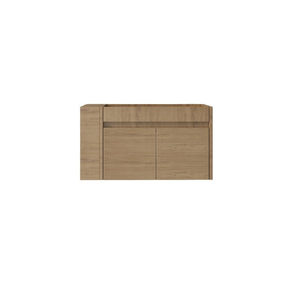 English Elm 30 Inch Wall Mounted Floating Bathroom Vanity Plywood Cabinet with Soft Close Drawers Oak B2775P510776