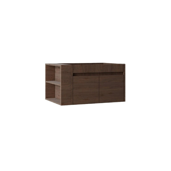 English Elm 30 Inch Wall Mounted Floating Bathroom Vanity Plywood Cabinet with Soft Close Drawers Brown B2775P510777