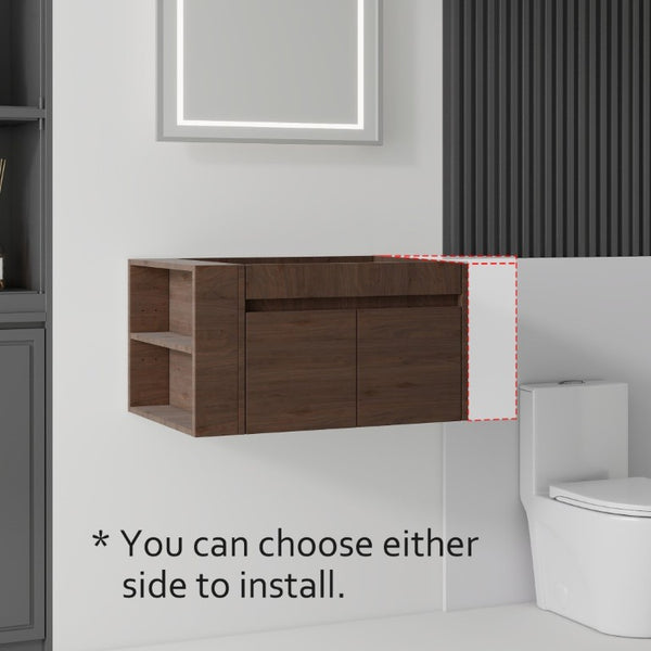 English Elm 30 Inch Wall Mounted Floating Bathroom Vanity Plywood Cabinet with Soft Close Drawers Brown B2775P510777