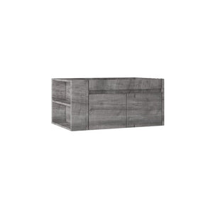 English Elm 36 Inch Floating Bathroom Vanity with Plywood Build Soft Close Drawers Open Shelving Grey B2775P510779