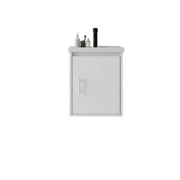 English Elm 16 Inch Floating Vanity with Ceramic Sink Soft Close Cabinet for Small Bathrooms White B2775P510782