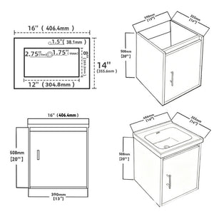 English Elm 16 Inch Floating Vanity with Ceramic Sink Soft Close Cabinet for Small Bathrooms Grey - A B2775P510783