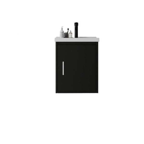 English Elm 16 Inch Floating Vanity with Ceramic Sink Soft Close Cabinet for Small Bathrooms Black B2775P510785