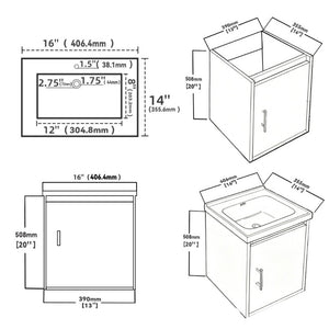 English Elm 16 Inch Floating Vanity with Ceramic Sink Soft Close Cabinet for Small Bathrooms Black B2775P510785
