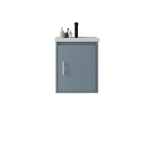English Elm 16 Inch Floating Vanity with Ceramic Sink Soft Close Cabinet for Small Bathrooms Blue B2775P510787