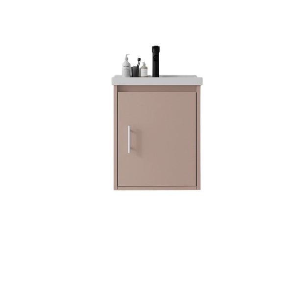 English Elm 16 Inch Floating Vanity with Ceramic Sink Soft Close Cabinet for Small Bathrooms Pink B2775P510788