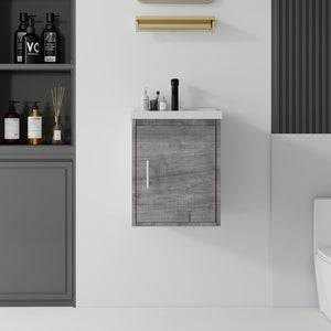 English Elm 16 Inch Floating Vanity with Ceramic Sink Soft Close Cabinet for Small Bathrooms Grey - B B2775P510789
