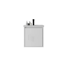 English Elm 20 Inch Floating Bathroom Vanity with Plywood Cabinet and Ceramic Sink for Small Spaces White B2775P510792