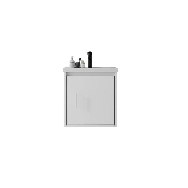 English Elm 20 Inch Floating Bathroom Vanity with Plywood Cabinet and Ceramic Sink for Small Spaces White B2775P510792
