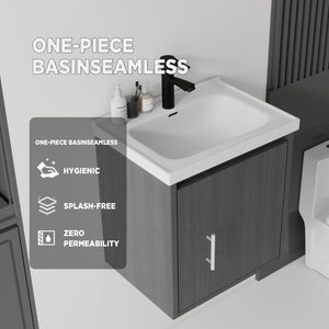 English Elm 20 Inch Floating Bathroom Vanity with Plywood Cabinet and Ceramic Sink for Small Spaces Grey - A B2775P510793