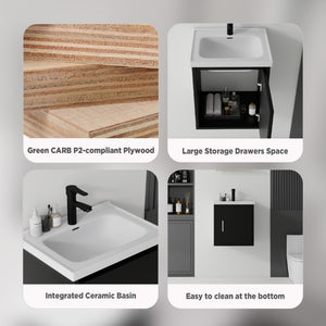 English Elm 20 Inch Floating Wall Mount Bathroom Vanity Solid Plywood Ceramic Basin Soft Close B2775P510794