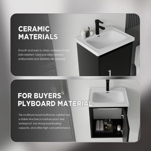 English Elm 20 Inch Floating Wall Mount Bathroom Vanity Solid Plywood Ceramic Basin Soft Close B2775P510794