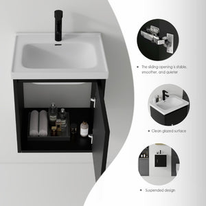 English Elm 20 Inch Floating Wall Mount Bathroom Vanity Solid Plywood Ceramic Basin Soft Close B2775P510794