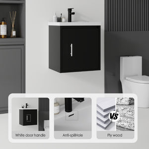 English Elm 20 Inch Floating Wall Mount Bathroom Vanity Solid Plywood Ceramic Basin Soft Close B2775P510794