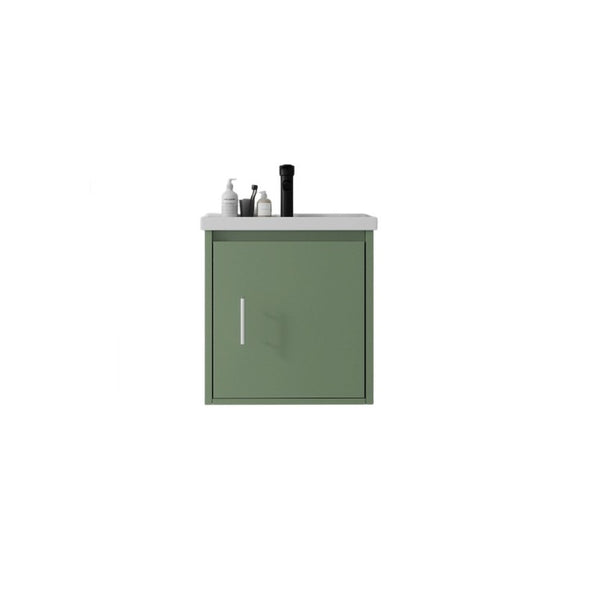 English Elm 20 Inch Floating Bathroom Vanity with Plywood Cabinet and Ceramic Sink for Small Spaces Green B2775P510795