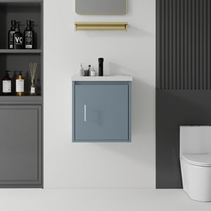 English Elm 20 Inch Floating Bathroom Vanity with Plywood Cabinet and Ceramic Sink for Small Spaces Blue B2775P510796
