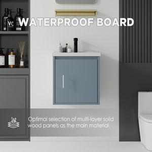 English Elm 20 Inch Floating Bathroom Vanity with Plywood Cabinet and Ceramic Sink for Small Spaces Blue B2775P510796