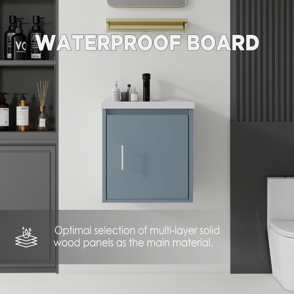 English Elm 20 Inch Floating Bathroom Vanity with Plywood Cabinet and Ceramic Sink for Small Spaces Blue B2775P510796