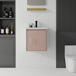 English Elm 20 Inch Floating Bathroom Vanity with Plywood Cabinet and Ceramic Sink for Small Spaces Pink B2775P510797