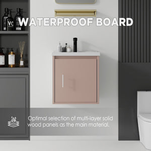 English Elm 20 Inch Floating Bathroom Vanity with Plywood Cabinet and Ceramic Sink for Small Spaces Pink B2775P510797