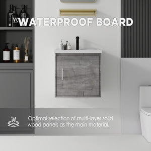 English Elm 20 Inch Floating Bathroom Vanity with Plywood Cabinet and Ceramic Sink for Small Spaces Grey - B B2775P510798