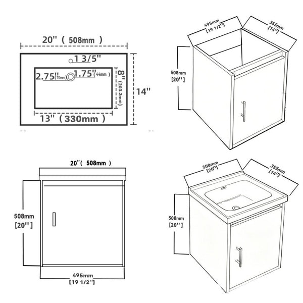 English Elm 20 Inch Floating Bathroom Vanity with Plywood Cabinet and Ceramic Sink for Small Spaces Grey - B B2775P510798