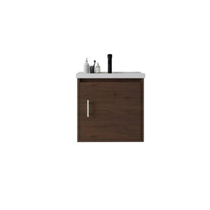 English Elm 20 Inch Floating Bathroom Vanity with Plywood Cabinet and Ceramic Sink for Small Spaces Brown B2775P510800