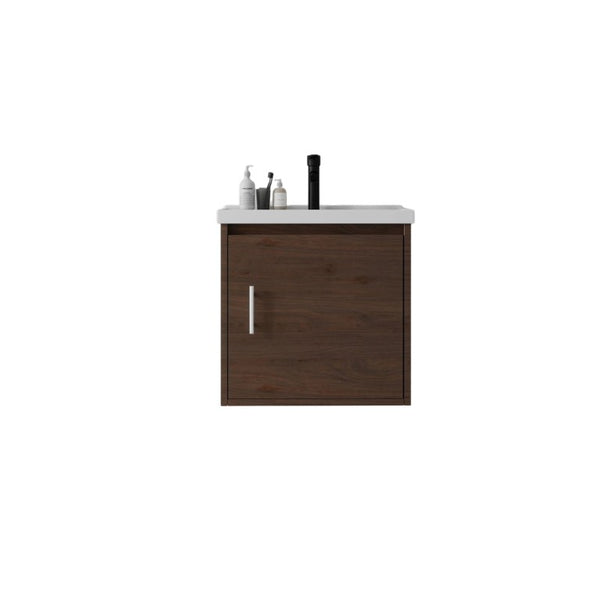 English Elm 20 Inch Floating Bathroom Vanity with Plywood Cabinet and Ceramic Sink for Small Spaces Brown B2775P510800