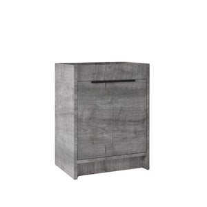 English Elm 24 Inch Freestanding Bathroom Vanity Cabinet Plywood Build with Soft Close Doors Grey B2775P510813