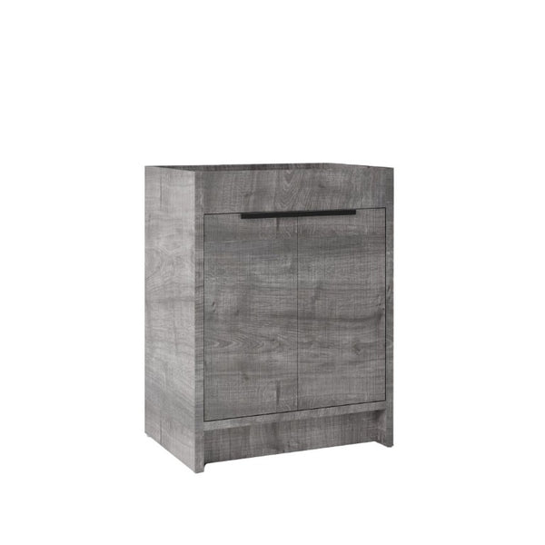 English Elm 24 Inch Freestanding Bathroom Vanity Cabinet Plywood Build with Soft Close Doors Grey B2775P510813