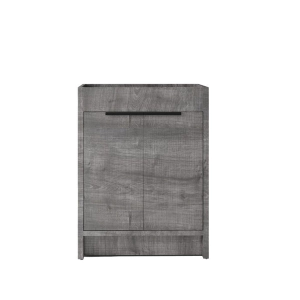 English Elm 24 Inch Freestanding Bathroom Vanity Cabinet Plywood Build with Soft Close Doors Grey B2775P510813